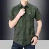 Camisa Masculina de Manga Curta para Homens Gordos de Verão Algodão Casual plus size Xadrez Solta Camisa Fina de Verão Top para Meia-Idade