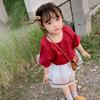 Conjunto de Ropa para Niña: Blusa tipo muñeca de manga corta con falda plisada, Verano 26, Ropa infantil de comercio exterior nueva, Venta al por mayor para edades de 3 a 8 años