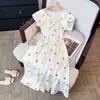 Vestido Floral Francés de Manga Abullonada para Mujer Verano 2025 Nuevo Nicho de Alta Gama Elegante y Hermoso Falda Larga