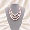 Collar de perlas de vidrio estilo cheongsam multicapa, nuevo estilo retro, cadena de clavícula, cadena de lana de doble capa, cadena de cuello de vidrio de tres capas