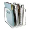 Porta-arquivos de acrílico transfronteiriço com três ou quatro compartimentos, Organizador de mesa personalizável, Suportes de livros em formato ondulado