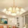 Candelabro de Sala de Estar de Estilo Francés, Lujoso y Elegante, Pantalla de Cerámica Cristal Azul, Orientado Hacia Abajo, Dormitorio, Comedor, Lámparas Simples de Estilo Europeo