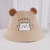 Sombrero de Pescador de Oso Lindo para Niños Primavera y Verano Protección Solar Sombrero de Sol para Niños y Niñas Sombrero Cubo de Dibujos Animados Circunferencia de Cabeza Ajustable 52