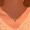 Collar de Zirconia Roja en Forma de Gota de Agua para Mujer, Cadena para Clavícula con Colgante de Lujo Ligero de Nicho Estilo Ins, Regalo para Novia