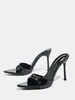 Zapatos de Tacón Alto para Mujer para Primavera y Verano, Punta Fina, Tacón Delgado, Mules de Una Correa, Modernos, Versátiles, Elegantes Sandalias de Tacón Alto