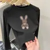 Blusa infantil de fleece dupla face com estampa de desenho animado outono/inverno, camiseta de manga longa para meninas, gola redonda, estilo novo