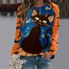 Amazon 2024 nuevo top para mujer serie divertida de Halloween estampado a juego color manga larga camiseta fabricantes venta al por mayor