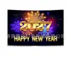 Tela de fondo Feliz Año Nuevo 2027 Tela colgante temática de Año Nuevo Europeo y Americano Pancarta de celebración de festival