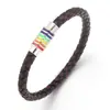 Pulseira Tecida de Couro e Corda Estilo Étnico Colorida com Fivela Magnética de Cobre Acessórios DIY Feitos à Mão Moda Simples Versátil