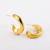 Pendientes Europeos y Americanos de Alto Diseño Transfronterizo con Forma de C de Oro Real de 18 Quilates, Conservación del Color, Pendientes Creativos Geométricos con Patrón Cóncavo y Convexo