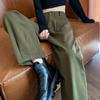 Macacão NUNBAI Verde Militar Feminino Primavera e Outono Novo Cintura Alta Solto Retro Casual Calça Torre Calça Cenoura Harlan
