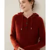 Suéter de Cachemira con Capucha, Nuevo Estilo Otoño e Invierno para Mujer, Sudadera de Punto de Cachemira con Media Botonadura, Suéter Básico de Manga Larga para Usar como Prenda Exterior y Capa Interior