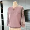 Blusa de Mamá Estilo Nuevo 2026 Colección Primavera Cuello Alto Moda para Mujeres de Mediana Edad Camiseta de Manga Larga Superior para Personas de 50 Años