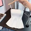 Puro deseo estilo sexy versátil camisola francesa con dobladillo de volantes ajustada favorecedora se puede usar como top exterior