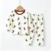 Conjunto infantil de manga larga y pierna larga, sin costuras Clase A, pijama base suave para niños pequeños y niños, ropa de estar unisex para otoño e invierno