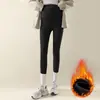Pantalones de maternidad, leggings para otoño e invierno, forrados de felpa y engrosados, talla grande nueva, no restrictivos, pantalones de algodón cálidos para mujeres petite