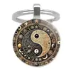 Comercio Exterior Exportación Yin-Yang Feng Shui Piedra del Tiempo Llavero Colgante Retro Moda Europea y Americana Colgante de Vidrio Llavero