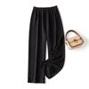 Relajación Simple Suelto Cintura Suelta Hielo Fresco Brillante Antiarrugas Flácido Alto Delgado Pierna Ancha Casual Pantalones de Chifón para Mujer