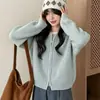 Cárdigan de punto gofre para mujer, nuevo suéter casual estilo coreano otoño/invierno, prenda exterior versátil, top reductor de edad con doble cremallera