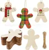 Etiqueta de Tag Pendurável em Formato de Homem de Gengibre de Madeira Sinal Lasca de Madeira para Árvore de Natal Casamento Festival Decoração DIY Peça Única