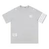 Camiseta de Manga Curta com Bordado de Letras Listradas Estilo Retrô Americano para Homens e Mulheres, Tops de Casal Soltos da Moda de Verão