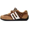 Tênis de Treinamento Moral com Cadarço Estampa de Leopardo Retrô para Mulheres 2025 Outono Novos Sapatilhas Sapatos Forrest Gump Sapatos Esportivos Casuais Sapatos de Solado Macio