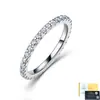 Anillo de Plata 925 con Moissanita Color D Anillo Delgado de Banda de 2 mm Estilo Europeo y Americano Anillo para Dedo de Cola Apilable Simple Versátil Transfronterizo Europeo y Americano