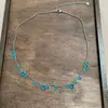Collar con Colgante de Cruz Gota de Agua Diamante Azul Lago Cadena Fina de Plata Cadena de Clavícula de Verano