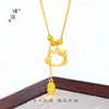 Collar de Hello Kitty con Diseño de Corte Hueco Dorado Arena Mismo Estilo de la Joyería Puzuo Gold Cadena para Clavícula de Diseño Nicho para Mujer