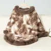 Capa de Chuva Peluda Estilo Europeu e Americano Transfronteiriça Gola de Pele Pulôver Blocos de Cor Estampa de Leopardo Tricô Manto para Mulheres, Outono e Inverno Vintage Solto Suéter Xale