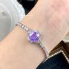 Pulseira de Moda de Luxo Leve com Diamantes de Alto Carbono, Pulseira de Flor Azul Tanzanita Octogonal Corte Milênio, Joias de Diamante Rosa Rose