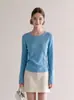 Suéter de punto slim-fit gris y azul claro de estilo sencillo para mujer, nueva colección otoño 2026, 10781