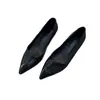 Versão em Couro~Estilo Retrô Salto Bloco Polido Bico Fino Sapato Único de Corte Baixo Feminino Elegante Salto Médio Sapatos Pequenos de Couro Sapatos para Ir ao Trabalho