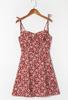 22404-22 Vestido Corto Floral con Tirantes Franceses Espalda Descubierta Chica Joven Reductor de Cintura