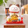 Gato de la Fortuna de Cerámica Alimentado por Batería de 6 Pulgadas Decoración de Regalo para Escritorio del Hogar para Ceremonia de Inauguración