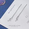 S925 Cadena de Pendientes Largos Estilo Coreano Fresco Pequeño para Mujer, Pendiente de Corazón de Chica Artística, Joyería para Oreja G0085
