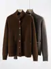 Nuevo Cardigan de Punto Grueso 100% Cachemira Otoño/Invierno 2026 con Bolsillos Top de Color Sólido