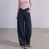 7501 Pantalones de Maternidad de Otoño Nuevos No Constrictores Barriga Pierna Curva Pantalones Casuales Pierna Recta Sueltos Pantalones de Pierna Ancha con Cordón