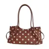 Bolso de hombro tipo tote de gran capacidad, vintage de alta gama, para mujer, de lunares, tendencia nicho, estilo coreano, nuevo para otoño