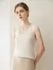 Camisola de punto 100% cachemir puro, suave y delicada para mujer, suéter interior sin mangas con diseño de canalé, corte ajustado y camiseta base adelgazante