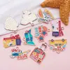 10 Zapatillas de Viaje de Verano Estilo Festivo Patrón de Playa Llavero con Accesorios de Aleación Colgante Decorativo DIY