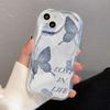 Borboleta Azul Adequado para iPhone 17 Pro Max Capa de Celular Apple 16 Onda Creme 14/13 Capa Macia 15