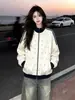 Sudadera con capucha y cremallera de manga larga con lunares y bloques de color, personalidad de nicho moderna americana, chaqueta para mujer, estilo casual de otoño e invierno, top versátil