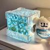 Cubo Mágico Tulipa Flor Mar Luz Noturna Artesanal DIY Material Espelho buquê presente para casal presente de aniversário feminino