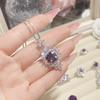Camellia nova série de joias roxa uva brilhante com diamantes anel banhado a ouro totalmente cravejado de diamantes brilhante caro elegante de luxo leve para mulheres