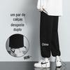 Calças Casuais Masculinas Transfronteiriças Primavera e Outono Calças Masculinas Cropped Esportivas Versáteis Jovens Tamanho Grande Tendência Marca Calças Longas Masculinas
