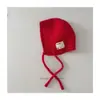 Sombrero de Mago Infantil para Otoño e Invierno Simple Etiqueta Pequeña de Tela Sombrero de Punto con Protección para Orejas para Niños y Niñas Bebé Cordones Puntiagudos Lote