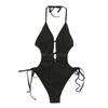 Traje de baño coreano sexy estilo Ins con pecho grande, calado, delgado, de corte alto, deseo puro, sin espalda para mujer