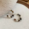 Pendientes Vintage Melard de Piedra Ojo de Tigre Geométrico con Cuentas, Pendientes de Lujo Ligero de Gama Alta, Accesorios para Orejas de Moda y Únicos de Nicho para Mujeres
