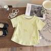 Camiseta de Manga Corta Color Crema Verano 2025 Nuevo Estilo Occidental Top para Bebé Niña Ropa para Niños Delgada de Verano Ropa para Niños
